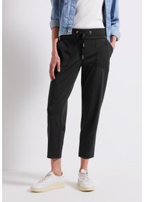 Stoffhose Street One "Style Bonny", Damen, Gr. 44, L&auml;nge 28, schwarz, Web, Obermaterial: 82% Polyester, 18% Elasthan, unifarben, 7/8-L&auml;nge, Hosen Stoffhose, Sommerhose mit Tunnelzug am Bund