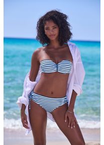 Bikini-Hose Venice Beach "Summer", Damen, Gr. 42, N-Gr, bunt (wei&szlig;, marine, gestreift), Polyamid, gestreift, Badehosen Bikini-Hose, seitlich zu raffen