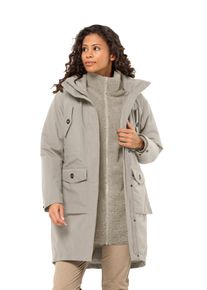 3-in-1-Funktionsmantel Jack Wolfskin "EISWALD 3IN1 PARKA W", Damen, Gr. XS, grau (dusty grau), Obermaterial: 100% Polyester. Futter: 100% Polyester, unifarben, hoch geschlossener Ausschnitt, M&auml;ntel 3-in-1-Funktionsmantel, W&auml;rmend, winddicht, &Uuml;bergangsjacke