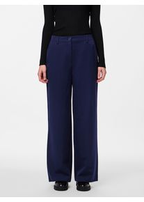 Anzughose Pieces "PCKAMIL HW WIDE PANT NOOS", Damen, Gr. L (40), L&auml;nge 32, blau (maritime blau), Web, Obermaterial: 80% Polyester, 17% Viskose, 3% Elasthan, unifarben, normal, Hosen Anzughose