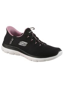 Slip-On Sneaker Skechers "SUMMITS", Damen, Gr. 42, lila (schwarz, mauve), Textil, kontrastfarbene Details, Schuhe Slip-On Sneaker, Freizeitschuh mit Slip-ins