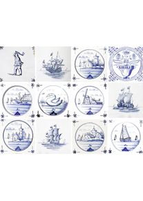 Fliesenaufkleber Home Affaire "Maritim", blau (blau, wei&szlig;), B:12cm H:15cm, Fliesenaufkleber, Fliesenaufkleber, Stickerfliesen, selbstklebend, Sticker, 12er Set