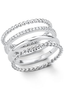 Ring-Set s.Oliver "2015038" Gr. 16, silber (silberfarben, kristallwei&szlig;), Fingerringe, Damen, 16, Silber 925 (Sterlingsilber), 6mm, Ring-Set, mit Zirkonia (synth.)