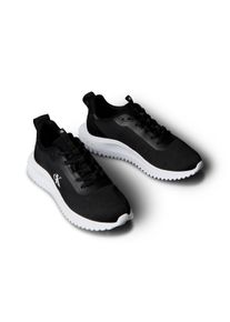Sneaker Calvin Klein Jeans "EVA RUNNER DRAWSTRING MIX MG", Damen, Gr. 36, schwarz, wei&szlig;, Synthetik, Textil, unifarben, Schuhe Sneaker, Freizeitschuh, Runner Sneaker, Schn&uuml;rschuh mit seitlichem CK-Logo