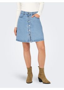 Jeansrock Only "ONLFARRAH REG BOX DNM GUA", Damen, Gr. 38, blau (medium blau denim), Denim/Jeans, Obermaterial: 100% Baumwolle, unifarben, figurbetont kniefrei, R&ouml;cke Jeansrock
