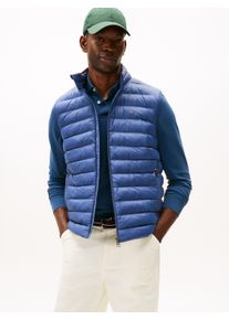 Steppweste Tommy Hilfiger "PACKABLE RECYCLED VEST", Herren, Gr. L, blau (faded indigo), Web, Obermaterial: 100% Polyamid, normal h&uuml;ftlang, Westen Steppweste, mit Logostickerei