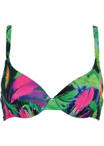 B&uuml;gel-Bikini-Top Naturana "Bora Bora Beach", Damen, Gr. 36, Cup E, bunt (navy, gr&uuml;n, pink), Obermaterial: 80% Polyamid, 20% Elasthan. Cups: 100% Polyester. Futter: 100% Polyester, floral, Bikini-Oberteile B&uuml;gel-Bikini-Top, mit Muster, mit B&uuml;gel, verstellbare Tr&auml;ger, mit Schale