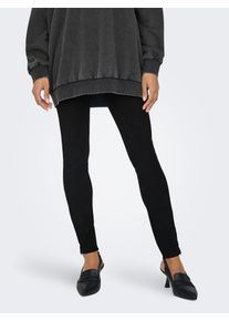 Highwaist Leggings Only "ONLPEONY HW RIB ZIP LEGGING CC PNT", Damen, Gr. S (36), L&auml;nge 32, schwarz, Obermaterial: 95% Polyester, 5% Elasthan, unifarben, slim fit kn&ouml;chellang, Hosen Highwaist Leggings