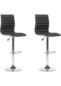 Beliani, Barhocker, Barhocker Polsterbezug schwarz h&ouml;henverstellbar 2er Set LUCERNE