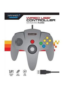 retro-bit N64 USB Controller (PC, Mac), Gaming Controller, Grau