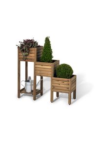 Tchibo - Pflanztreppe &raquo;Tinus&laquo; mit Regalboden - 110x40x103cm - braun - Holz / Stahl / Polyethylen