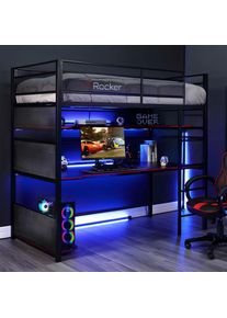 X Rocker Hochbett , Schwarz , Metall , H&ouml;he ca. 16 cm , 90x190 cm , Lattenrost , Babym&ouml;bel & Kinderm&ouml;bel, Kinderzimmer & Jugendzimmer, Kinderbetten, Hochbetten