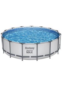 Bestway Pool SET Steel PRO MAX 56438 , Grau , Metall, Kunststoff , Metalloptik , 122 cm , RoHS , Freizeit & Co, Pools & Wasserspa&szlig;, Pools, Aufstellpools