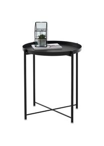 CARRYHOME Beistelltisch , Schwarz , Metall , rund , rund , 47.5x53x47.5 cm , abnehmbares Tablett , Wohnzimmer, Wohnzimmertische, Beistelltische, Beistelltische Metall