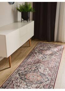 benuta Basic Loper George Veelkleurig/Rood 80x240 cm - Moderne Vintage Vloerkleden