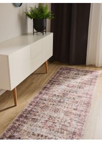 benuta Basic Loper George Veelkleurig/Roze 80x240 cm - Moderne Vintage Vloerkleden