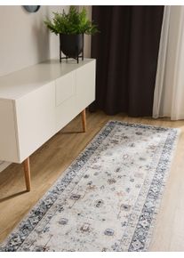 benuta Basic Loper George Cr&egrave;me/Grijs 80x240 cm - Moderne Vintage Vloerkleden