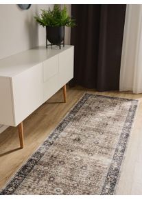 benuta Basic Loper George Antraciet/Taupe 80x240 cm - Moderne Vintage Vloerkleden