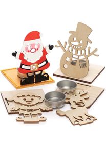 Christmas Wooden Tealight Holder Kits (Pack of 4) Christmas Crafts