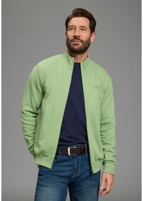 MAN'S WORLD Sweatjacke MAN'S WORLD, Herren, Gr. M (48/50), gr&uuml;n, angeraute Sweatware, Obermaterial: 60% Baumwolle, 40% Polyester, meliert, Basic, regular fit, hoch geschlossener Ausschnitt, Sweatjacken Sweatjacke, Stehkragen und dezentem Logodruck