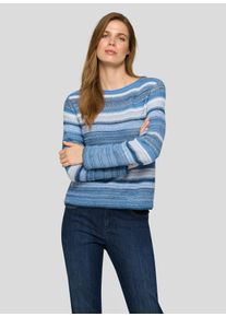 Strickpullover Rabe, Damen, Gr. 46, pazifik, Strick, Obermaterial: 50% Baumwolle, 50% Polyacryl, gestreift, regular fit normal, Rundhals, gerader Abschluss, Pullover Strickpullover, mit Streifen Muster