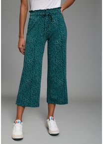 Culotte Kangaroos, Damen, Gr. 48, N-Gr, petrol alloverprint, Jersey, Obermaterial: 56% Baumwolle, 38% Viskose, 6% Elasthan, bequem wadenlang, Hosen Culotte, weite Jerseyhose, mit Eingrifftaschen, mit Bindeband am Bund