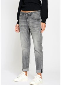 Relax-fit-Jeans Gang "94AMELIE", Damen, Gr. 28, N-Gr, grau (p.o.t.g. wash), Denim/Jeans, Obermaterial: 99% Baumwolle, 1% Elasthan, regular fit lang, Jeans Relax-fit-Jeans, mit Used-Effekten