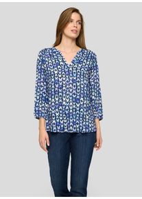 Klassische Bluse Rabe, Damen, Gr. 52, dunkel jeans, Web, Obermaterial: 100% Viskose, bedruckt, regular fit normal, Rundhals, elastischer Bund, Blusen Klassische Bluse, mit All-Over Print