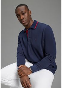 Langarm-Poloshirt DELMAO "Neue Kollektion", Herren, Gr. S (44/46), dunkelblau, Piqu&eacute;, Obermaterial: 100% Baumwolle, unifarben, angesetztes B&uuml;ndchen, Shirts Langarm-Poloshirt, schmale Passform, Langarm, unifarben, mit Polokragen