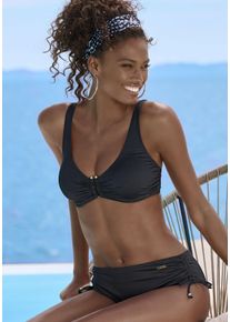 B&uuml;gel-Bikini-Top Lascana "Italy", Damen, Gr. 40, Cup D, schwarz, Microfaser, unifarben, Bikini-Oberteile B&uuml;gel-Bikini-Top, mit goldfarbigen Accessoire