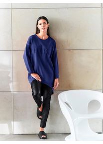 Longshirt Heine "Longshirt", Damen, Gr. 50, blau (royalblau), 100% Baumwolle, unifarben, Rundhals, Shirts Longshirt