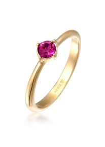 Silberring Elli "Ring Solit&auml;r Kristall Rot-Rosa Klassik 925 Silber" Gr. 52, gold, Fingerringe, Damen, 52, Silber 925 (Sterlingsilber), Silberring