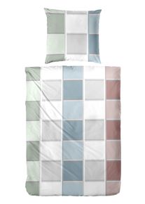 Bettw&auml;sche Primera "Mako-Satin-Bettw&auml;sche Havana", blau, B/L: 135cm x 200cm, 1 Stk., 1 Stk., Mako-Satin, B/L: 80cm x 80cm, 2 Stk., Mako-Satin, Obermaterial: 100% Baumwolle, Bettw&auml;sche, Bettw&auml;sche, mit Karo Muster