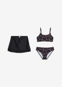 Bikini och kjol (3 delar) - svart - storlek 176/182 - bonprix