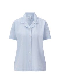 Knowledge Cotton Apparel Damen-Pyjamashirt Seersucker Hellblau-Wei&szlig; XL