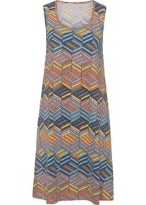 Dames Zomerjurk met ronde hals geel geprint Maat 40/42