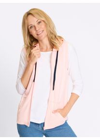 Dames Sweatvest met kangoeroezak in lichtroze ,maat 42, WITT, 100% Katoen