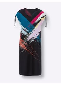 Dames Zomerjurk met op dessin verwerkte print in zwart ,maat 48/50, WITT, 100% Katoen