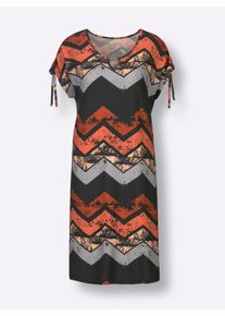 feel good Dames Zomerjurk in zwart/papaja bedrukt ,maat 36/38, Witt, 95% Viscose, 5% Elastan