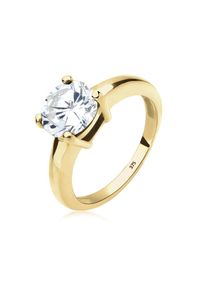 Elli Premium, Damen, Silberring &raquo;Ring Solit&auml;r Zirkonia Wei&szlig; 375 Gelbgold&laquo;, Wei&szlig;, Wei&szlig;, Ring f&uuml;r Damen mit funkelndem Zirkonia in strahlendem Wei&szlig;