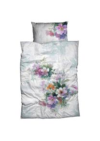 CASATEX, Bettw&auml;sche &raquo;Jojo&laquo; 2 tlg. blumig und frisch, wei&szlig;-pink, Satin, Bezug: 100% Baumwolle, B/L: 155 cm x 220 cm - 1 Stk., wei&szlig;-pink