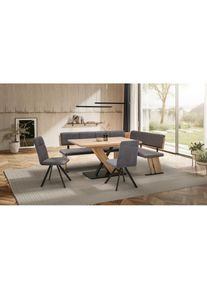 massivline&more, Eckbankgruppe &raquo;SK Kota&laquo; 4 tlg., braun/mittelgrau + Cara 5607 mittelgrau + Artisan Oak, Holzwerkstoff, Metall, Stoff, B/H/T: 160 cm x 
