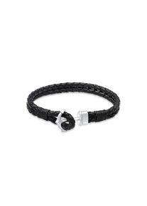 Kuzzoi, Herren, Lederarmband &raquo;Armband Lederarmband mit Anker 925 Sterling Silber&laquo;, Schwarz, 190, Elegantes Armband f&uuml;r Herren aus echtem Leder mit 