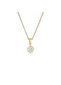 Elli DIAMONDS, Damen, Silberkette &raquo;Halskette Solit&auml;r Diamant Wei&szlig; Brillantschliff (0.11 ct) 585 Gelbgold&laquo;, Wei&szlig;, Wei&szlig;, Halskette f&uuml;r Damen mit Diamant
