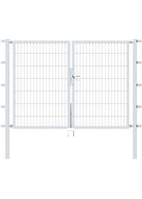 Alberts, Zaundoppelt&uuml;r &raquo;Flexo&laquo; 200 cm Breite, in versch. H&ouml;hen, silberfarben, Stahl,
