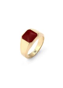 Kuzzoi, Herren, Siegelring &raquo;Ring Siegelring Quadrat Emaille Rot 925 Sterling Silber&laquo;, Gold, 58, Eleganter Siegelring f&uuml;r Herren aus 925 Sterling 
