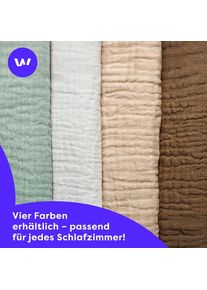Wolkenfeld, Bettw&auml;sche &raquo; Premium Musselin mit Rei&szlig;verschluss&laquo; 3 tlg. aus 100% Baumwolle &ndash; Atmungsaktiv & Weich &ndash; inkl. Kissenbezug 80x80, Beige, 