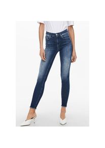 Only, Damen, Skinny-fit-Jeans &raquo;ONLBLUSH LIFE MID SK ANK RAW&laquo;, dark blue denim, XS (34) - L&auml;nge 34, Skinny-Fit Jeans mit extra-engem Beinschnitt f&uuml;r 