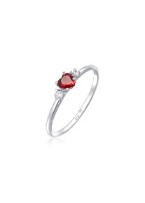 Elli, Damen, Silberring &raquo;Ring Herz Zirkonia Rot Liebe 925 Silber&laquo;, Silber, Silber, Wundersch&ouml;ner Ring mit Zirkonia Herz f&uuml;r Damen