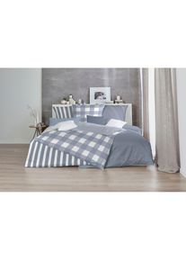 Primera, Wendebettw&auml;sche &raquo;Delf&laquo; 2 Stk. mit Streifen, blau, Perkal, Obermaterial: 100% Baumwolle, B/L: 155 cm x 220 cm - 1 Stk.